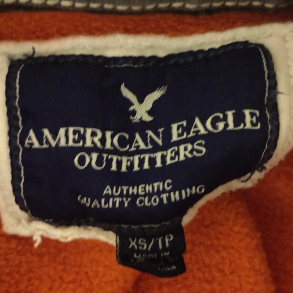 VTG American Eagle Wome Y2K Distressed Heavyweight Hoodie Sweatshirt Sz XS/TP - Picture 3 of 7